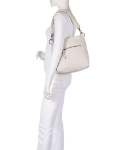 Good Vibes Only Schultertasche genarbtes Leder elfenbein