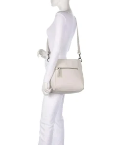 Good Vibes Only Schultertasche genarbtes Leder elfenbein