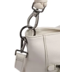 Good Vibes Only Schultertasche genarbtes Leder elfenbein