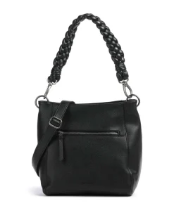 Good Vibes Only Schultertasche genarbtes Leder schwarz