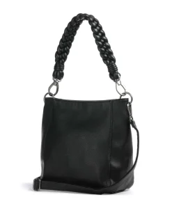 Good Vibes Only Schultertasche genarbtes Leder schwarz