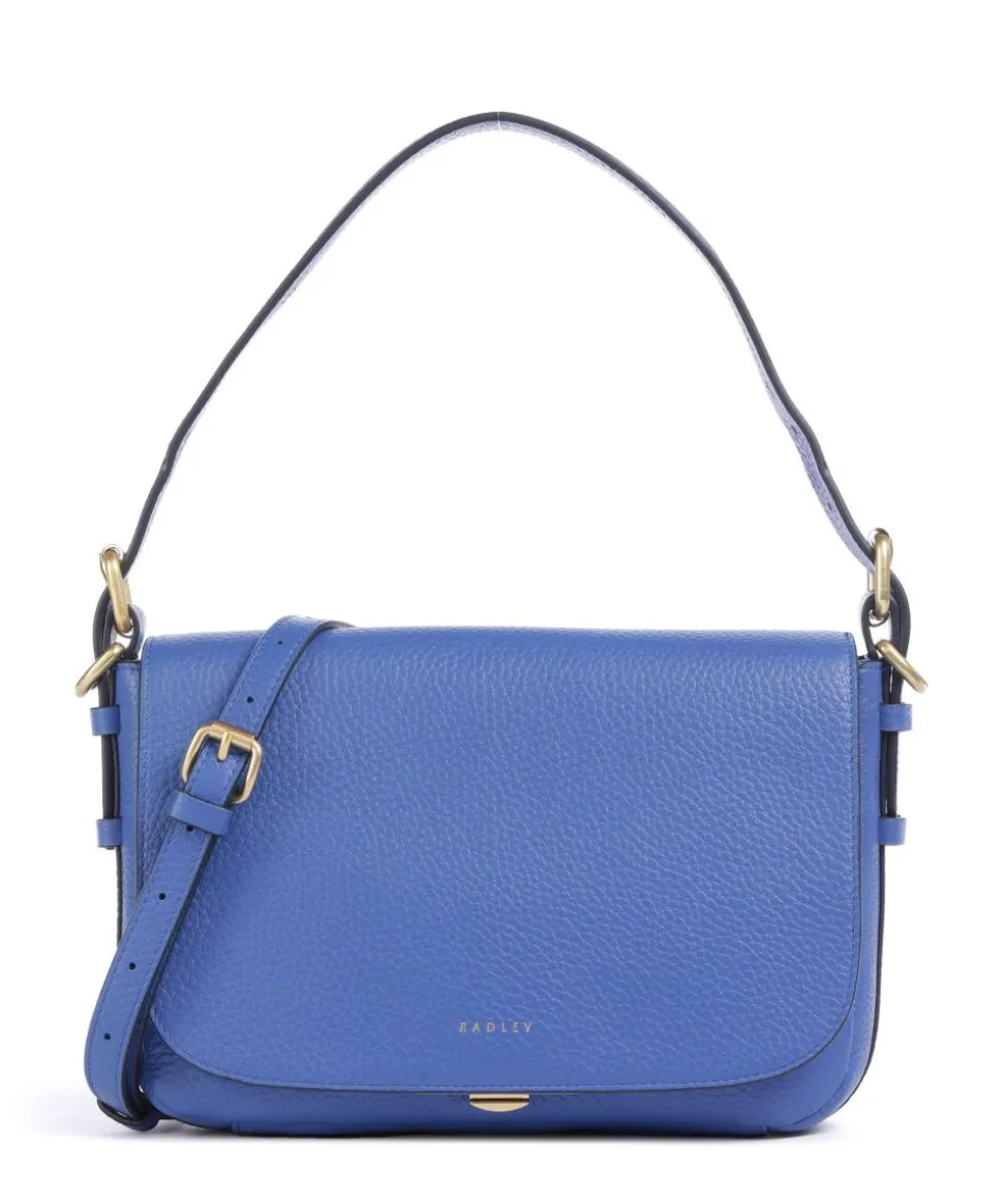 Graffton Street Schultertasche genarbtes Rindsleder blau