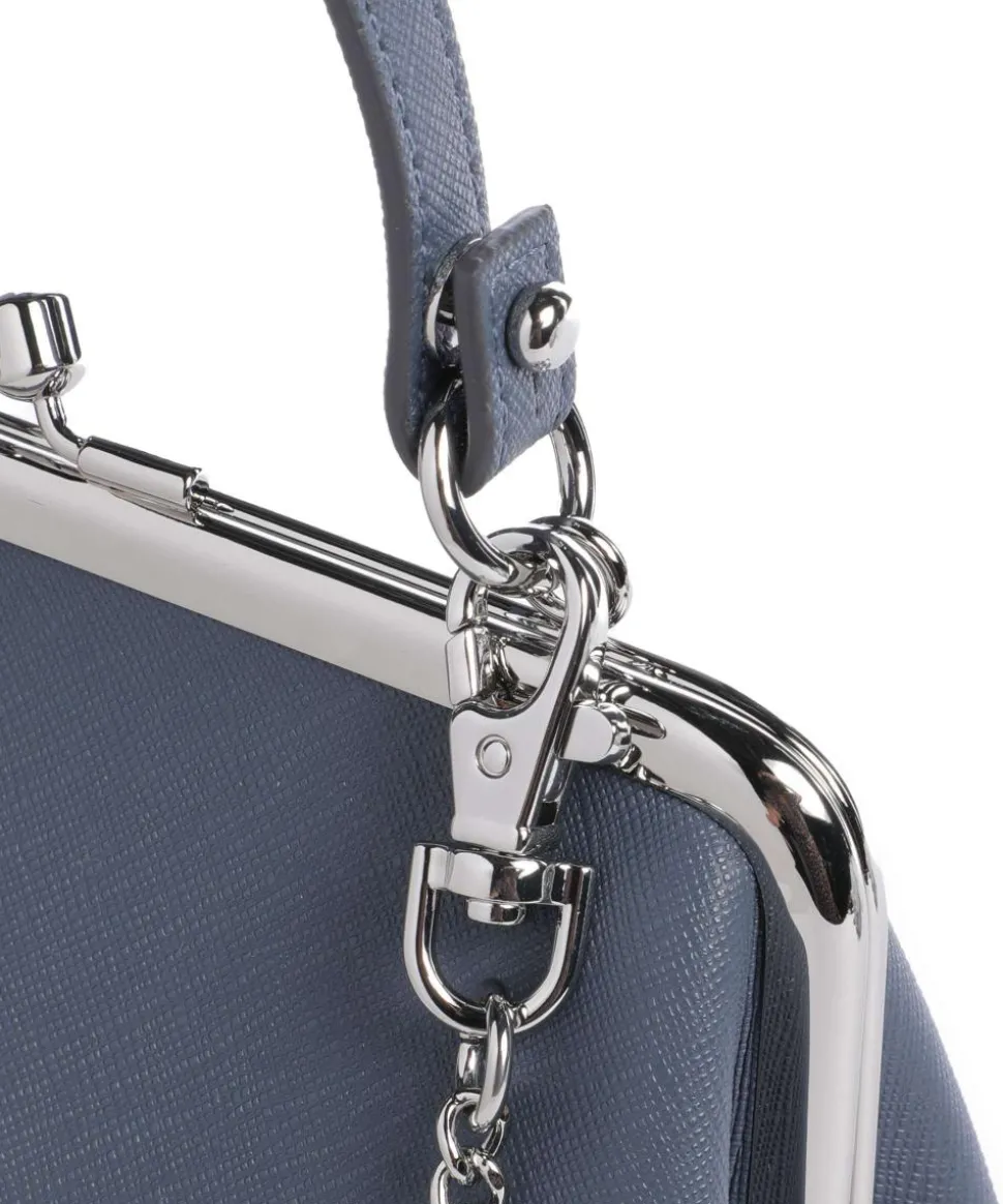 Granny Frame Saffiano Handtasche Lederimitat blaugrau