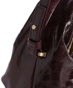 Greta Icon Crinkle Mini Handtasche genarbtes Rindsleder bordeaux