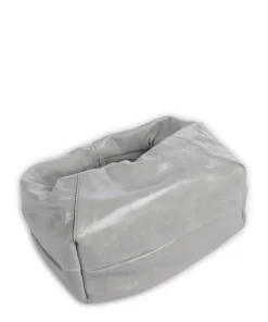 Greta Icon Crinkle Mini Handtasche genarbtes Rindsleder hellgrau