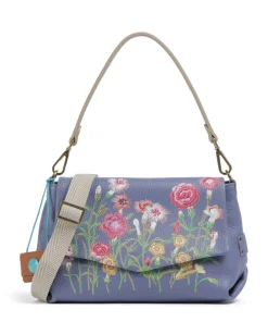 Guadalupe Nihan Schultertasche genarbtes Kalbsleder blau
