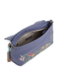 Guadalupe Nihan Schultertasche genarbtes Kalbsleder blau