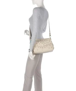 Guadalupe Nihan Schultertasche genarbtes Kalbsleder beige