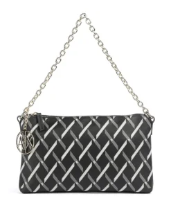 Gynger Logo Schultertasche Lederimitat schwarz