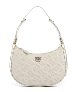 Half Moon Mini Schultertasche geprägtes Kalbsleder elfenbein