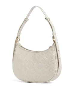Half Moon Mini Schultertasche geprägtes Kalbsleder elfenbein