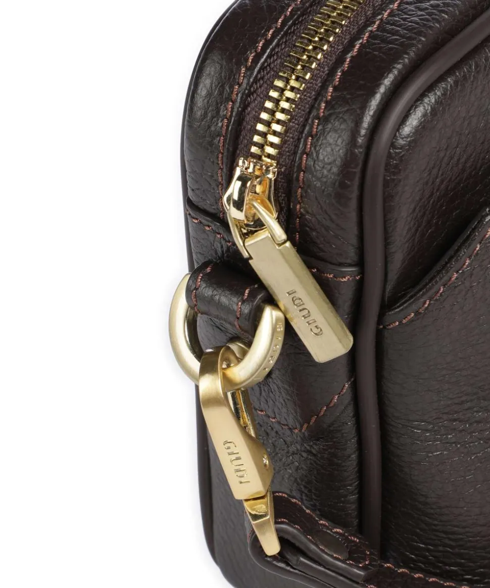 Handgelenktasche genarbtes Kalbsleder dunkelbraun