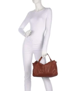 Handtasche fein genarbtes Rindsleder cognac