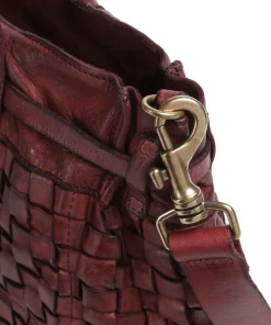 Handtasche fein genarbtes Rindsleder dunkelrot