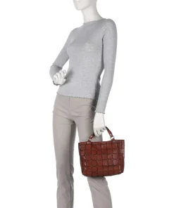 Handtasche fein genarbtes Rindsleder cognac