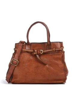 Handtasche fein genarbtes Rindsleder cognac