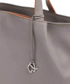 Handtasche genarbtes Rindsleder grau