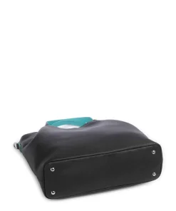 Handtasche genarbtes Rindsleder schwarz