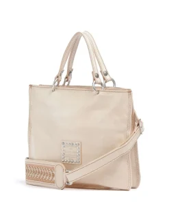 Handtasche genarbtes Rindsleder beige