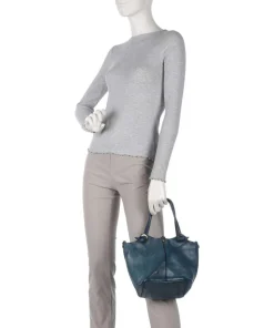 Handtasche genarbtes Rindsleder dunkelblau