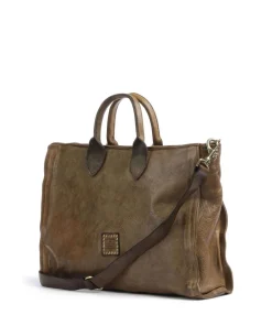 Handtasche genarbtes Rindsleder olivgrün