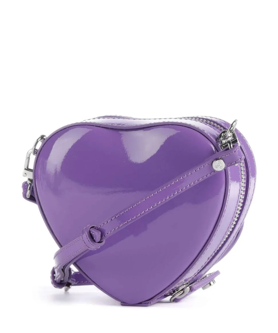 Heart Shiny Patent Mini Umhängetasche Lackleder violett