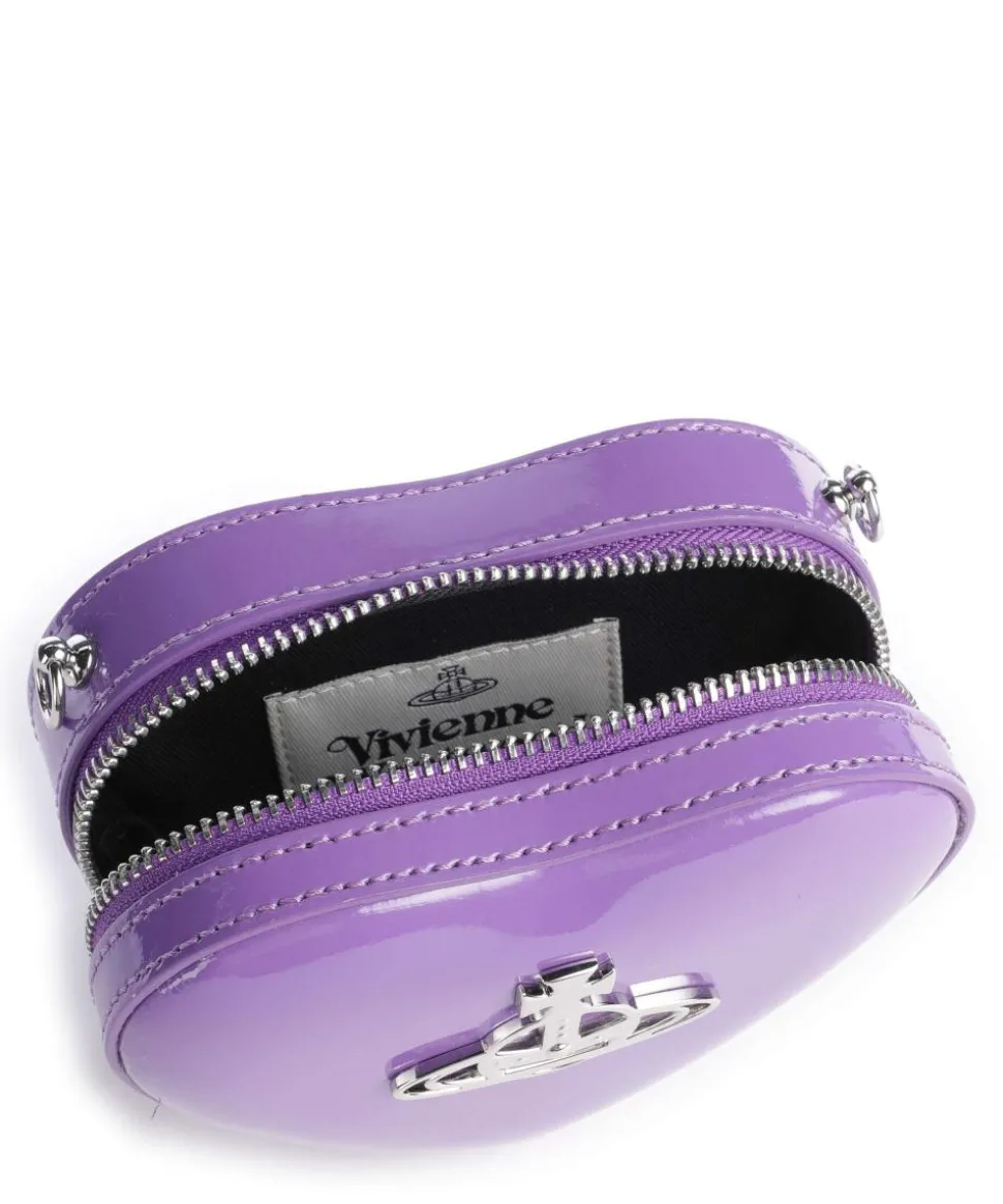 Heart Shiny Patent Mini Umhängetasche Lackleder violett