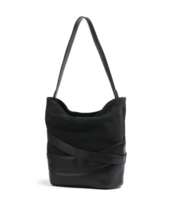 Heavenly Meadow Daydream Beuteltasche fein genarbtes Rindsleder, aufgerautes Rindsleder schwarz