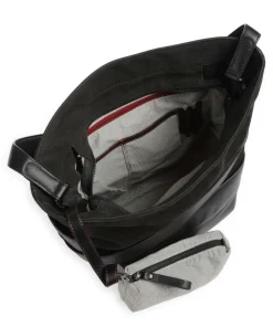 Heavenly Meadow Daydream Beuteltasche fein genarbtes Rindsleder, aufgerautes Rindsleder schwarz