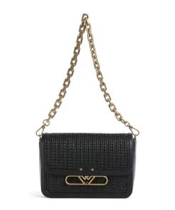 Hera Schultertasche Rindsleder, Lederimitat schwarz