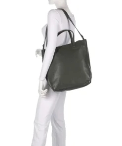 Hera Sheep Natural L Shopper Schafsleder dunkelgrün