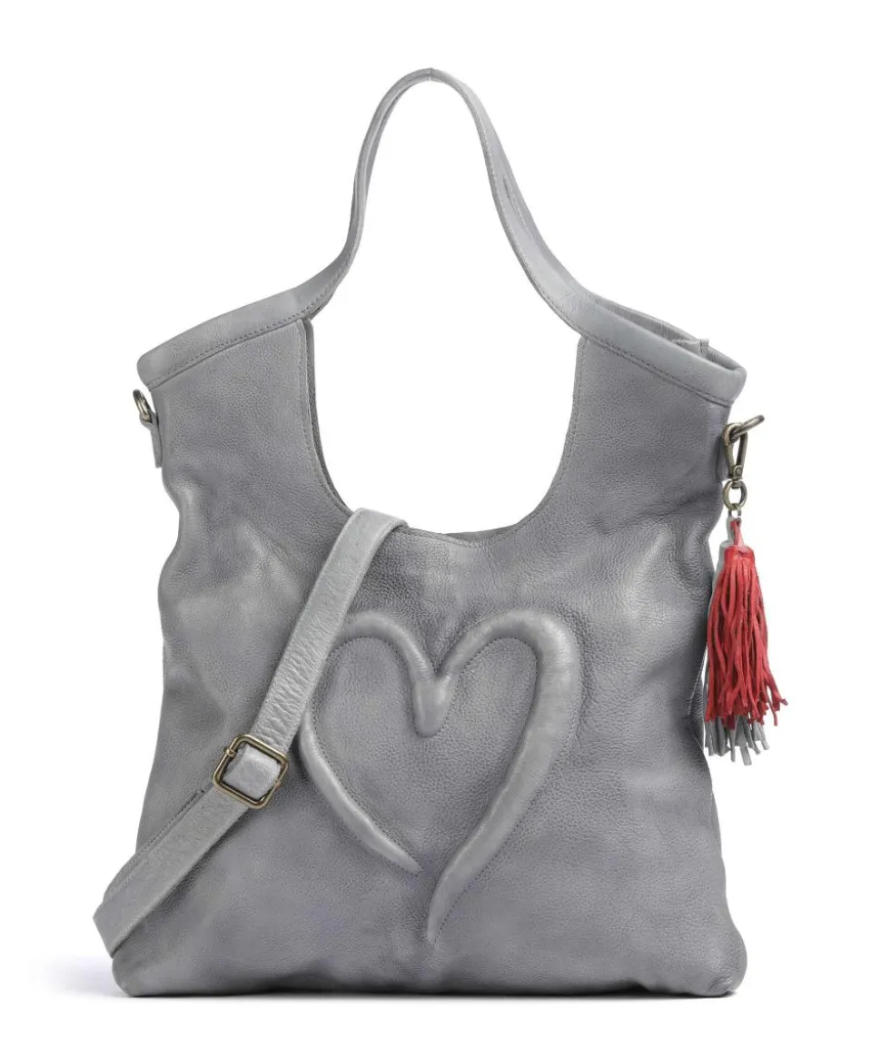 Herzweg 6 Shopper genarbtes Leder grau