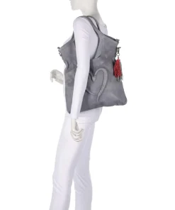 Herzweg 6 Shopper genarbtes Leder grau