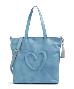Herzweg 1 Shopper genarbtes Leder hellblau