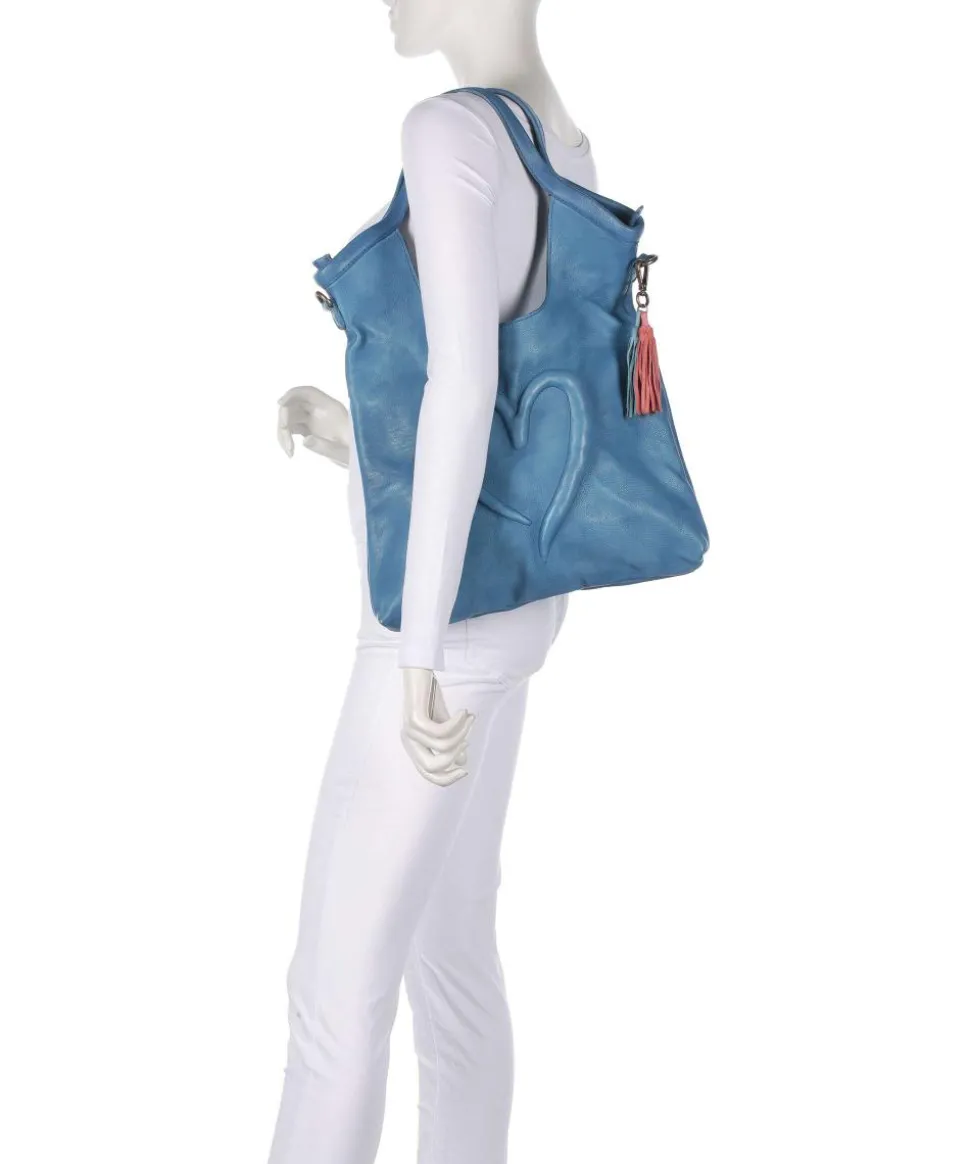 Herzweg 6 Shopper genarbtes Leder blau