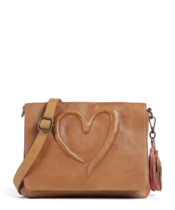 Herzweg 3 Umhängetasche genarbtes Leder braun