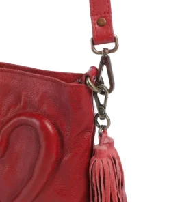 Herzweg 4 Umhängetasche genarbtes Leder rot
