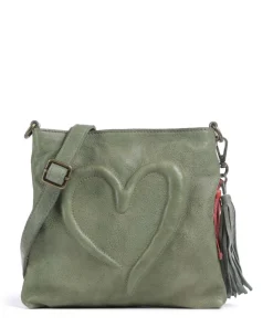 Herzweg 4 Umhängetasche genarbtes Leder grün