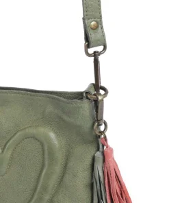 Herzweg 4 Umhängetasche genarbtes Leder grün