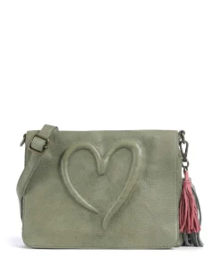 Herzweg 3 Umhängetasche genarbtes Leder grün