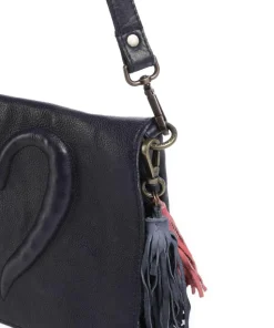 Herzweg 3 Umhängetasche genarbtes Leder navy