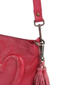 Herzweg 4 Umhängetasche genarbtes Leder pink