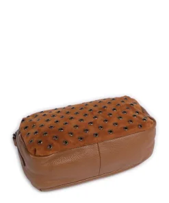 Hey You Rock Umhängetasche genarbtes Leder, aufgerautes Leder karamellbraun