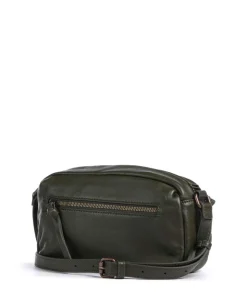 Hey You Rock Umhängetasche genarbtes Leder, aufgerautes Leder olivgrün