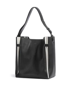 Hilla Small Pebble L Beuteltasche genarbtes Rindsleder schwarz