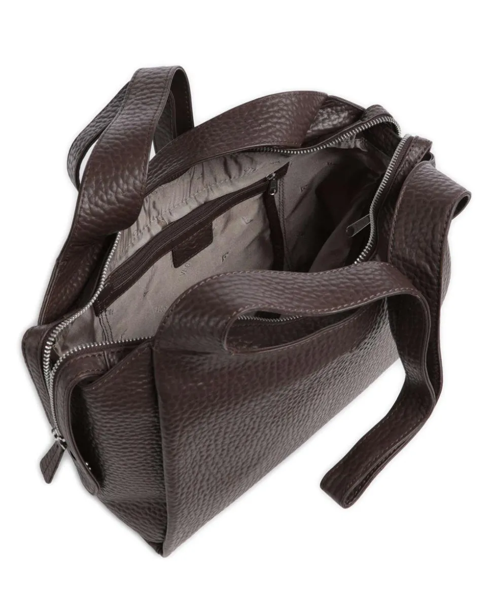 Hirsch Adelina Beuteltasche genarbtes Leder dunkelbraun