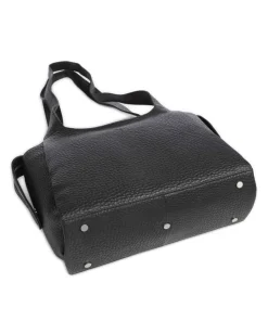 Hirsch Adelina Beuteltasche genarbtes Leder schwarz