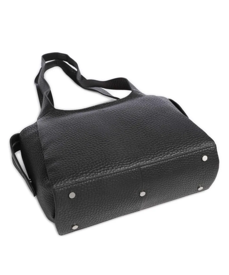 Hirsch Adelina Beuteltasche genarbtes Leder schwarz