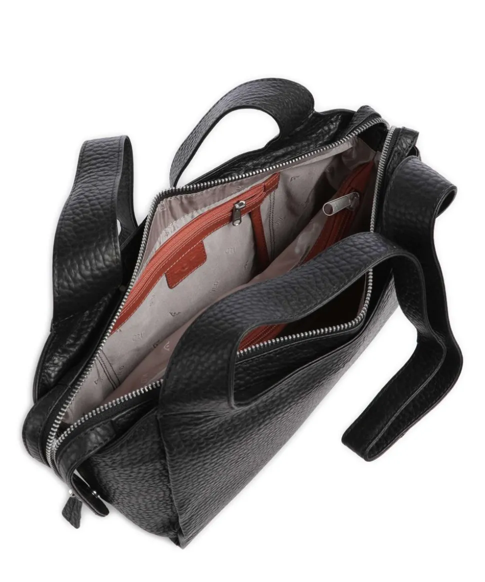 Hirsch Adelina Beuteltasche genarbtes Leder schwarz