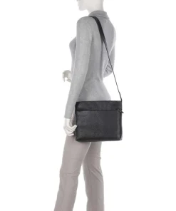 Hirsch Bristol Umhängetasche genarbtes Leder schwarz